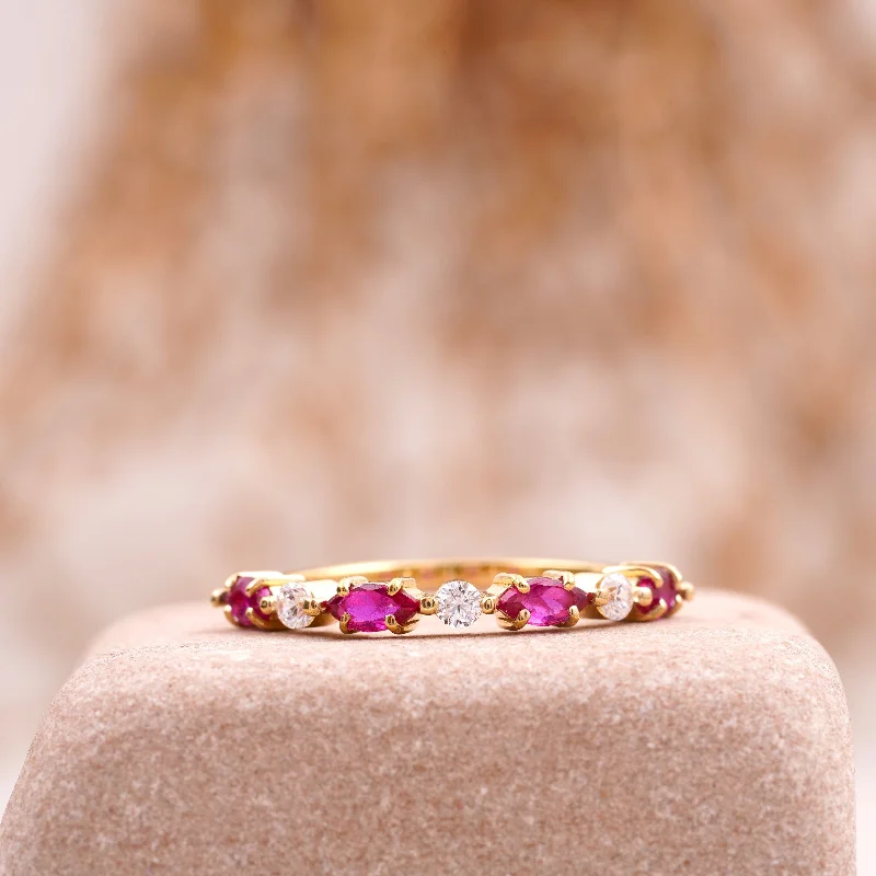 Matching Wedding Bands for a Coordinated LookMarquise Cut Ruby Stacking Band 14k Solid Gold Wedding Band