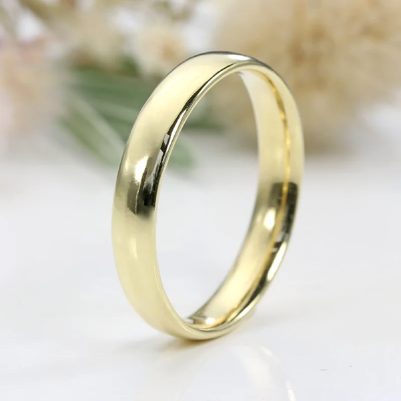 Custom - Engraved Wedding Bands with a Special Message18ct Gold 4mm Comfort / Court Wedding Ring