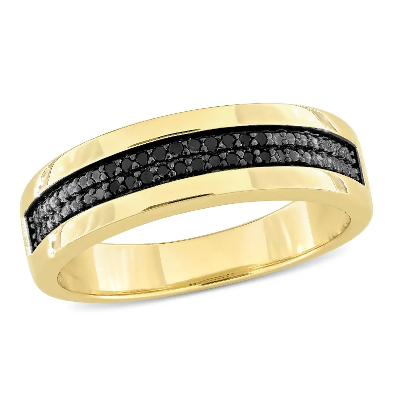 Solitaire Diamond Rings in Platinum SettingsMiadora 1/10ct TDW Black Diamond Mens Double Row Anniversary Band in Yellow Silver