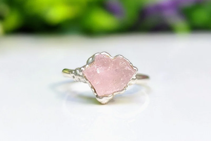 Multi - Gemstone Rings with a Rainbow of ColorsRaw pink Morganite ring