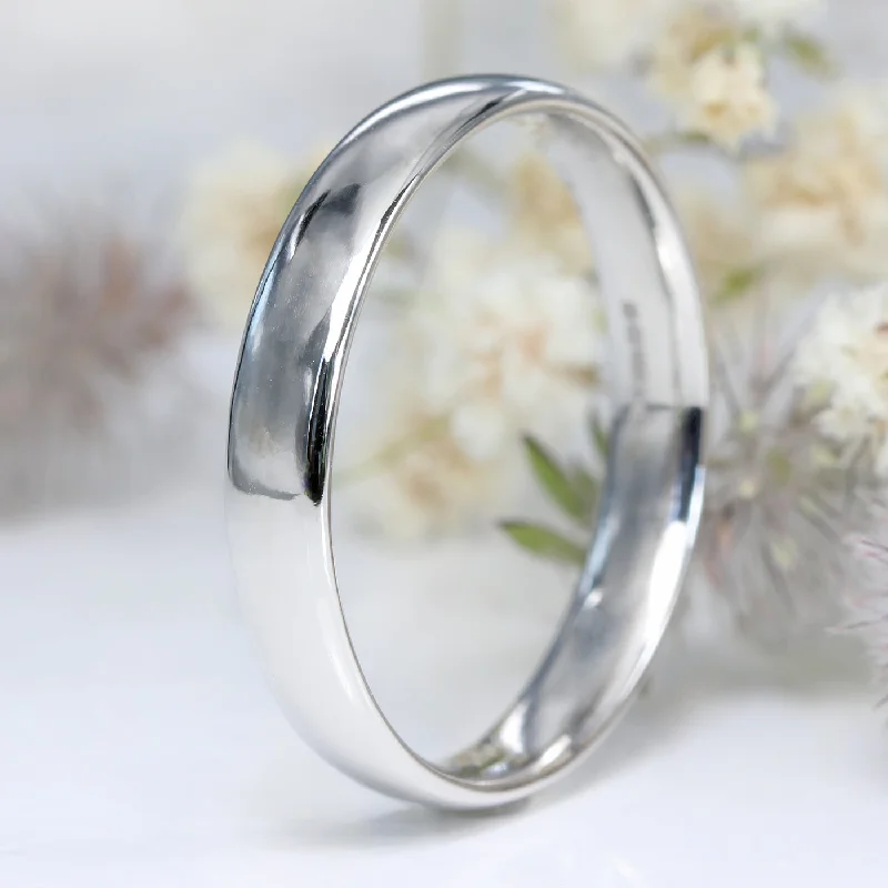 Matching Wedding Bands for a Coordinated LookPlatinum Polished 4mm Comfort Fit (Court) Wedding Ring