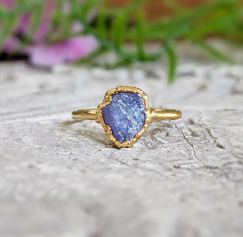 Ruby Gemstone Rings with Diamond AccentsRaw Tanzanite ring in 18k Gold