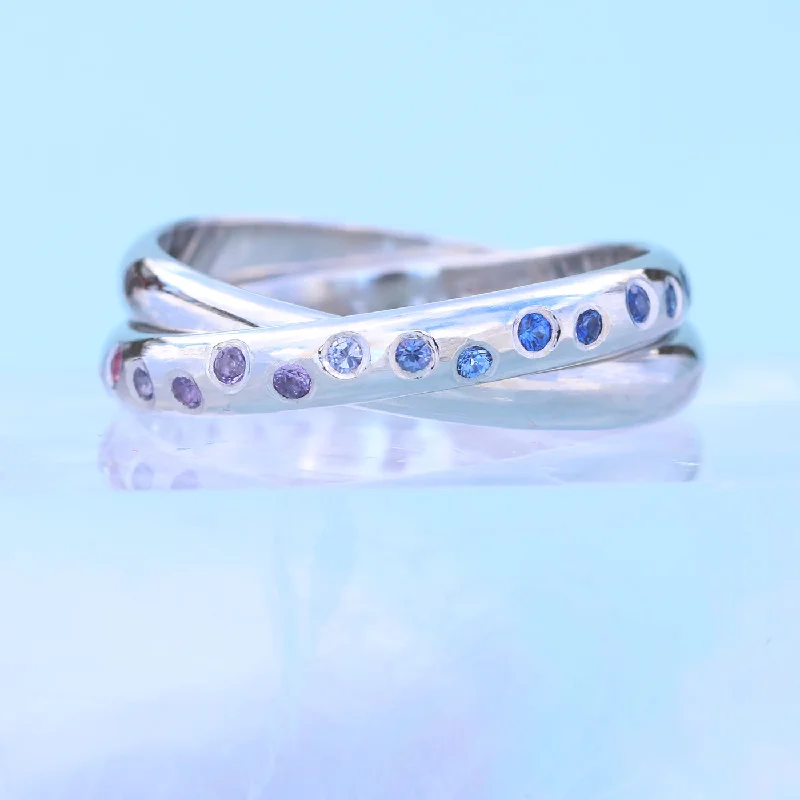 Comfort - Fit Wedding Bands for All - Day WearOmbré Fancy Sapphire Rolling Ring in 18ct White Gold