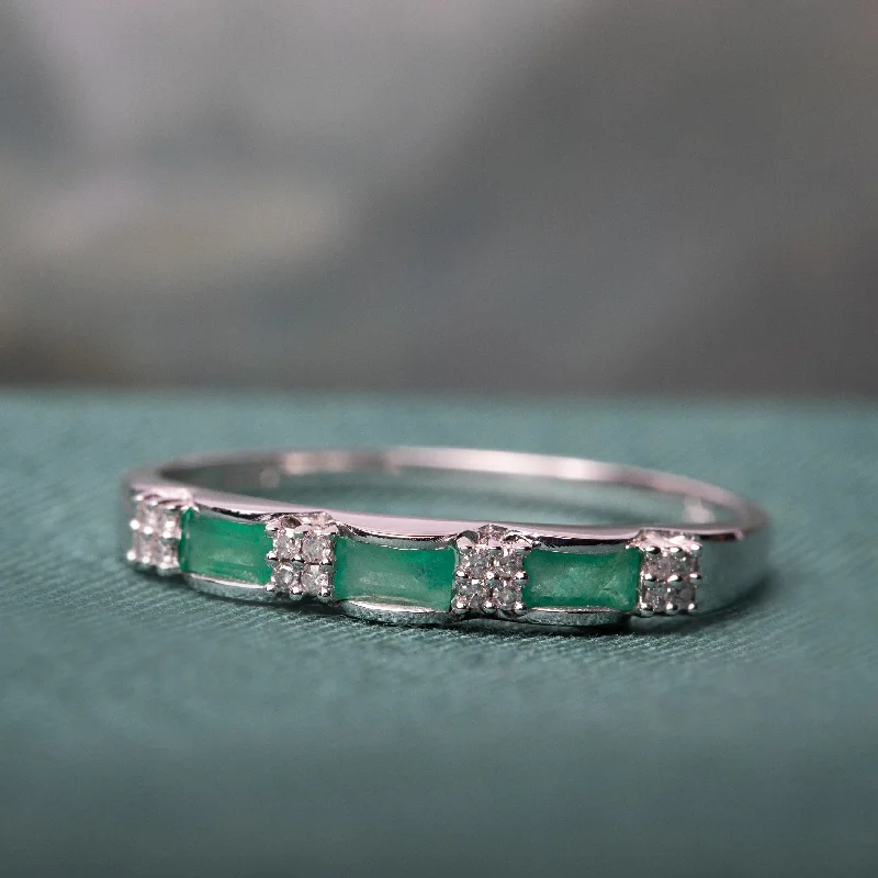 Ruby Gemstone Rings with Diamond AccentsMiadora 10k White Gold Emerald and Diamond Accent Eternity Ring