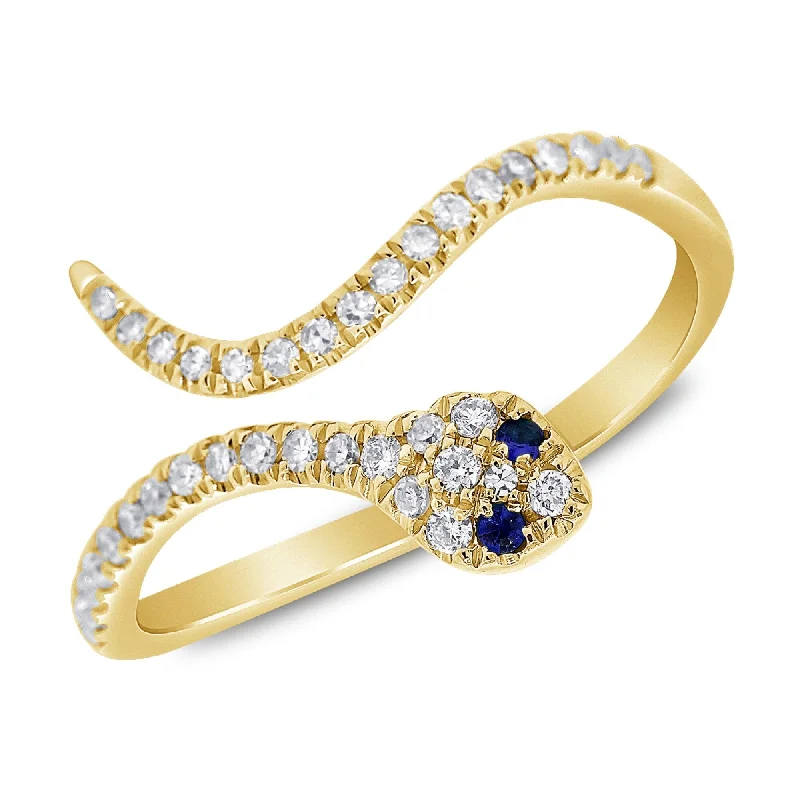 Custom - Designed Diamond Rings to Reflect Your PersonalityJoelle Diamond Blue Sapphire Snake Wrap Around Pinky Ring 14K Gold Size 3.5