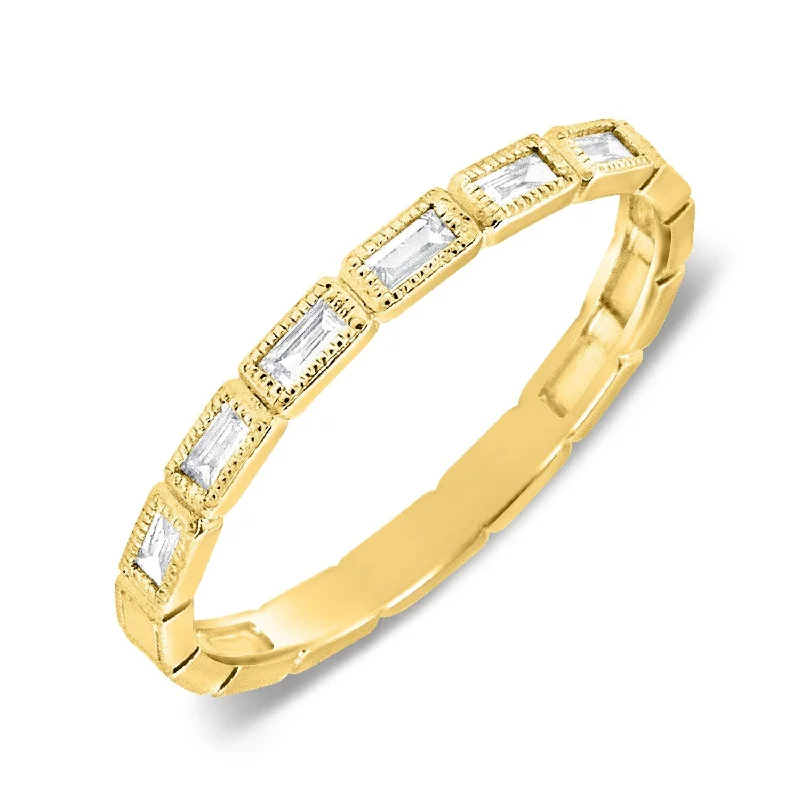 Halo - Style Diamond Rings with Smaller Accent DiamondsJoelle Diamond Baguette Stackable 1/5 ct. Ring 14k Gold