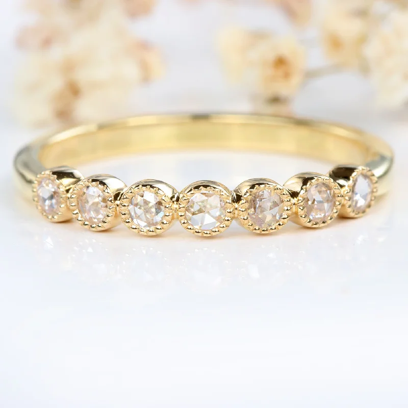 Wedding Bands with Micro - Pave Diamond Accents18ct Gold Rose Cut Diamond Wedding Ring