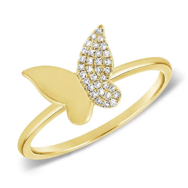 Three - Stone Diamond Rings with Princess - Cut DiamondsJoelle Butterfly Ring Diamond 1/10 ct TDW 14k Yellow Gold