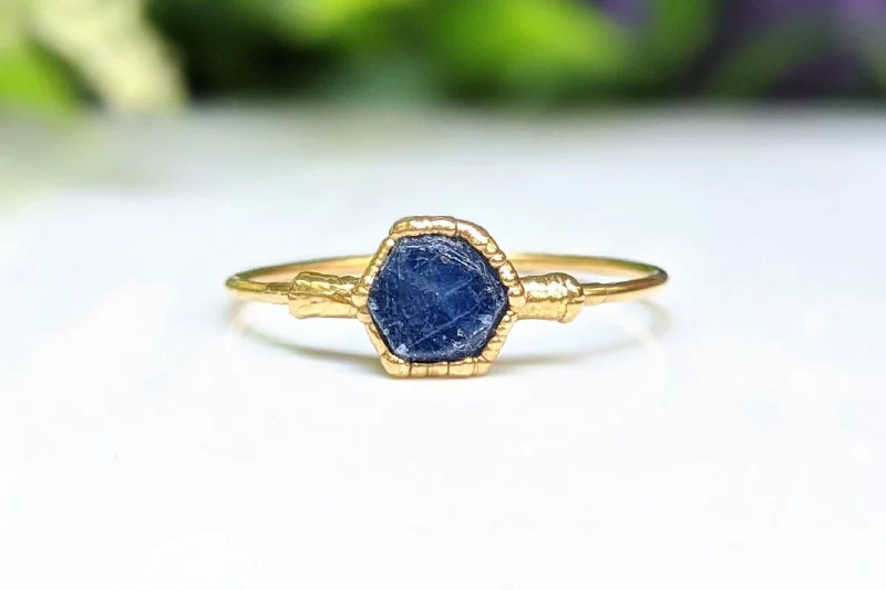 Amethyst Gemstone Rings in a Vintage - Style SettingRaw blue Sapphire ring