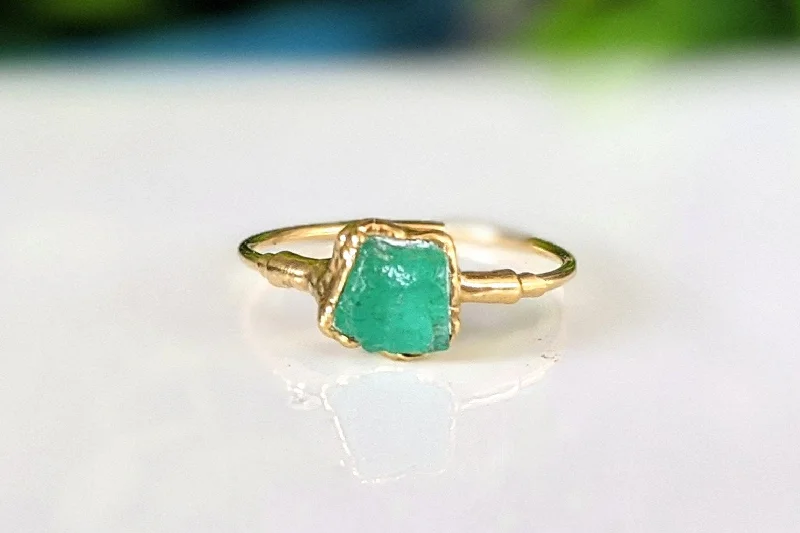 Multi - Gemstone Rings with a Rainbow of ColorsRaw Emerald ring ~ May birthstone ring