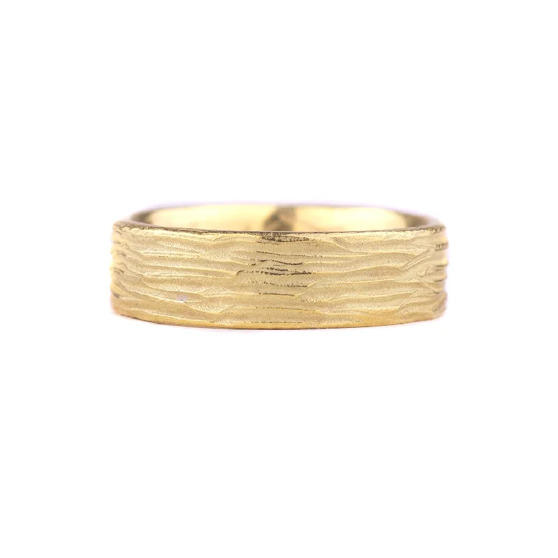 Custom - Engraved Wedding Bands with a Special Message18k Gold 6mm Horizontal Dig Band by Dahlia Kanner