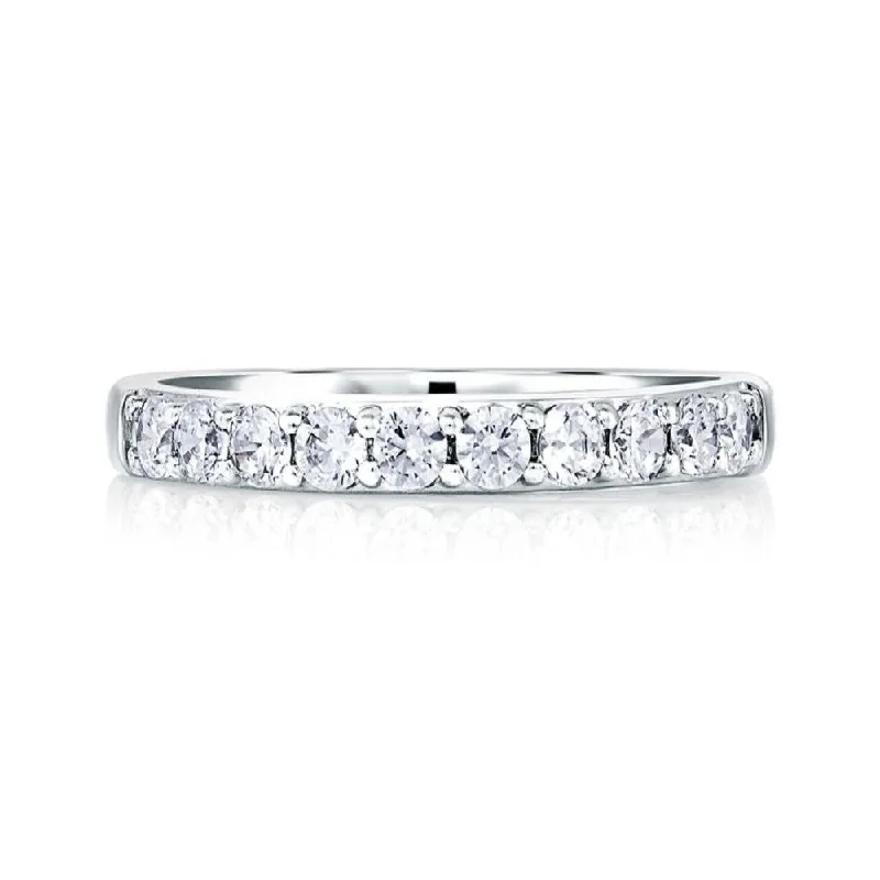 A.Jaffe Wedding Bands Classic Eleven Diamond Shared Prong Band with A.JAFFE Signature Shank MRS078/26