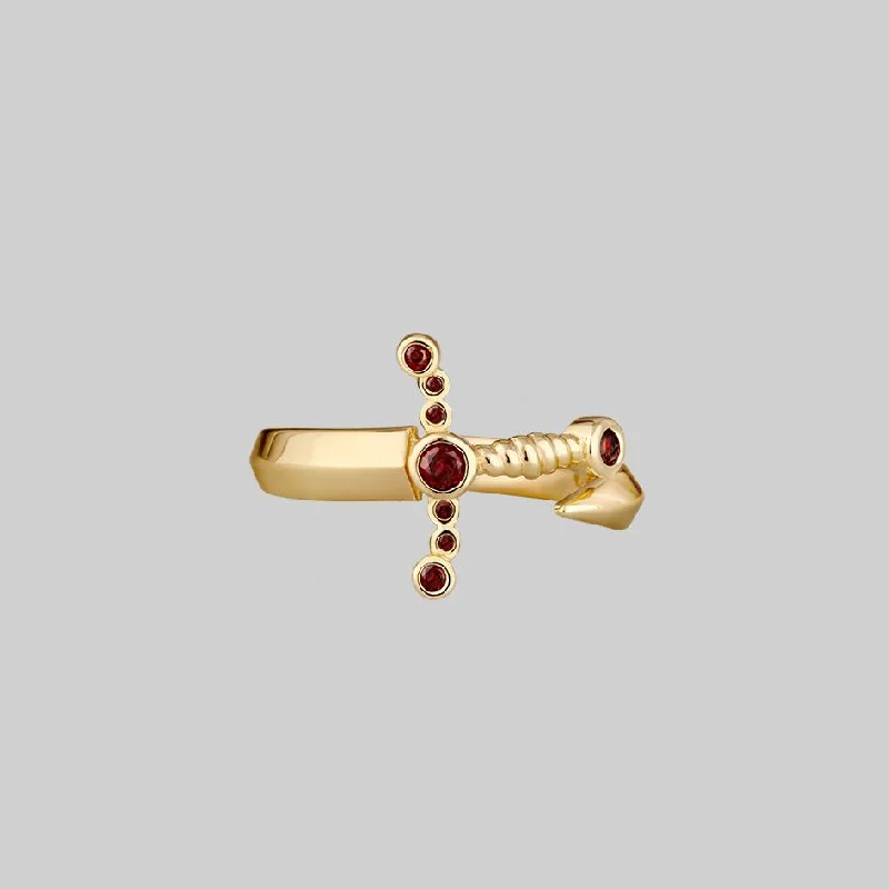 Amethyst Gemstone Rings in a Vintage - Style SettingMAJESTY. Garnet Dagger Wrap Ring - Gold