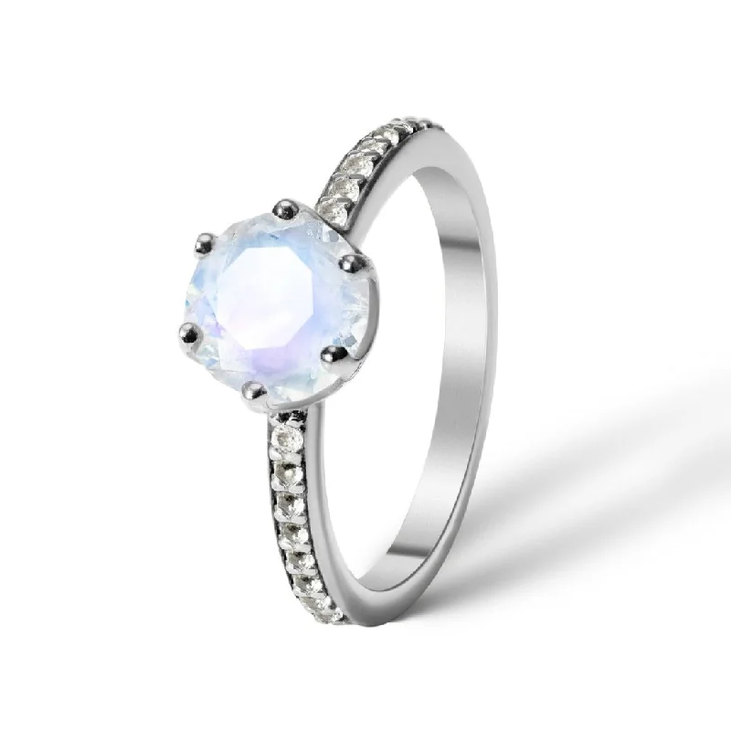 Ruby Gemstone Rings with Diamond AccentsQueen Moonstone Ring (Silver)