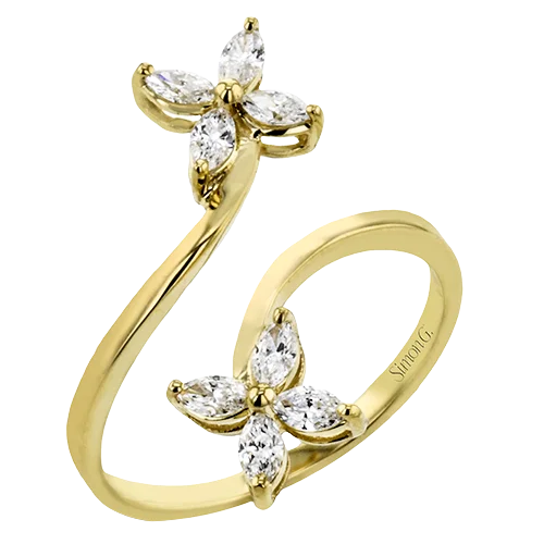 Halo - Style Diamond Rings with Smaller Accent DiamondsRight Hand Ring in 18k Gold