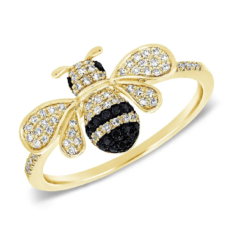 Custom - Designed Diamond Rings to Reflect Your PersonalityJoelle Bumble Bee Ring for Her Black Diamond 1/5 ct.14k Gold