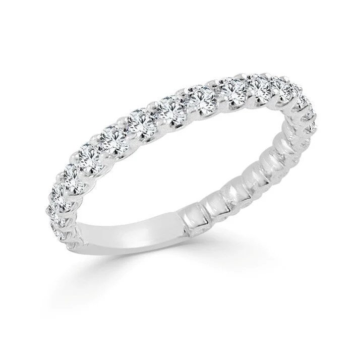 Three - Stone Diamond Rings with Princess - Cut DiamondsJoelle Diamond 1ct Wedding Band for Her 3/4 way around 14K Gold Ring