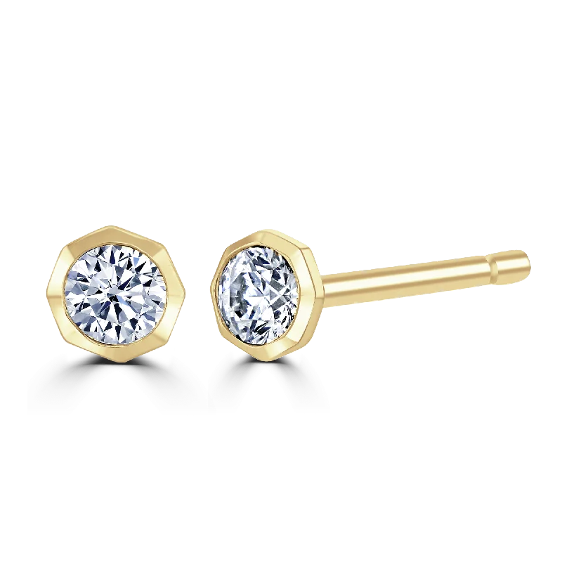 Wedding Bands with Micro - Pave Diamond Accents18ct Yellow Gold 0.15ct Lab Grown Diamond Solitaire Octagonal Stud Earrings