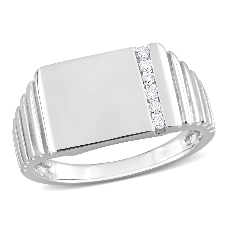 Custom - Designed Diamond Rings to Reflect Your PersonalityMiadora 1/10 CT TW Diamond Mens Signet Ring in 10k White Gold