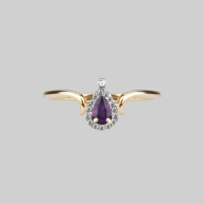 Ruby Gemstone Rings with Diamond AccentsMONTAGUE. Amethyst Teardrop Gold Ring