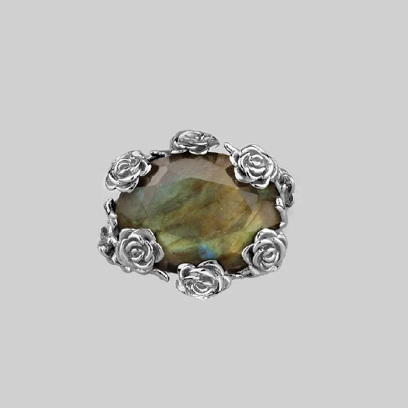 Ruby Gemstone Rings with Diamond AccentsUTOPIA. Silver & Labradorite Roses Ring