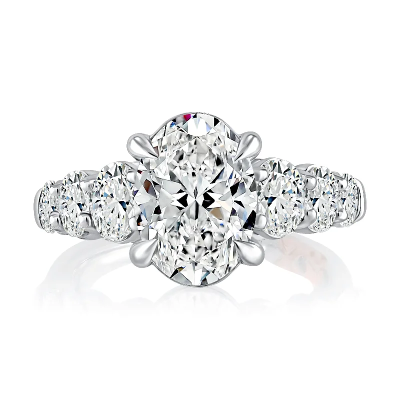 A.Jaffe Engagement Rings Classic Four Prong Oval Cut Diamond Flanked Engagement Ring MECOV2855/426