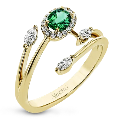 Halo - Style Diamond Rings with Smaller Accent DiamondsColor Ring in 18k Gold with Diamonds