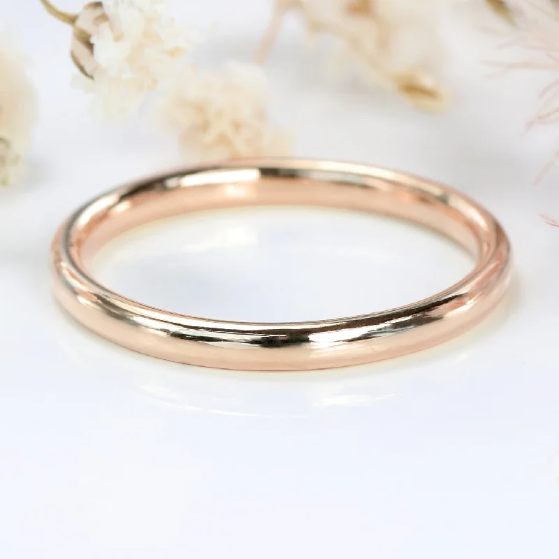 Custom - Engraved Wedding Bands with a Special Message18ct Rose Gold 2mm Comfort Fit Court Wedding Ring