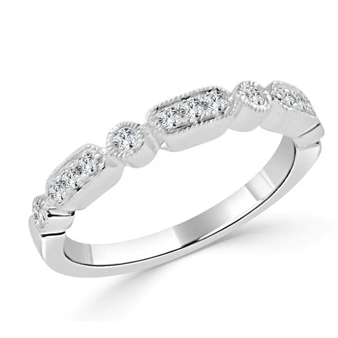 Vintage - Inspired Diamond Rings with Filigree WorkJoelle Diamond Wedding Band 14k White Gold 1/5 ct TDW Diamond 1/2 Way Around