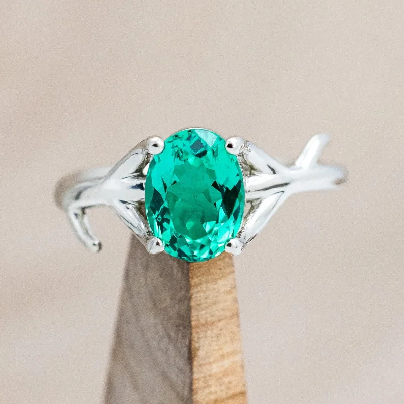 "ARTEMIS" - OVAL LAB-GROWN EMERALD ENGAGEMENT RING