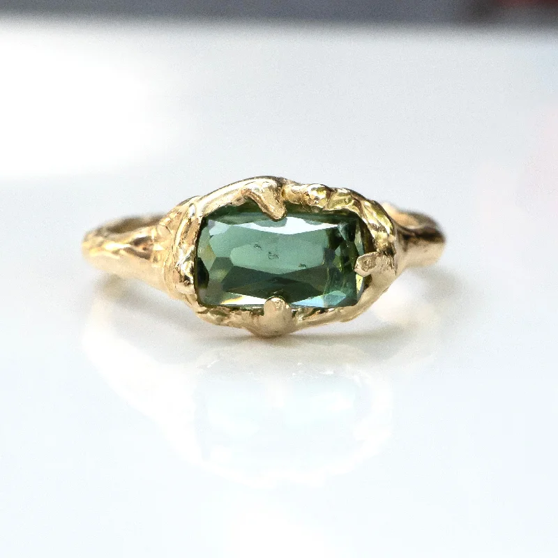 Amethyst Gemstone Rings in a Vintage - Style SettingMermaid Green Tourmaline Ring in 14k Gold Setting