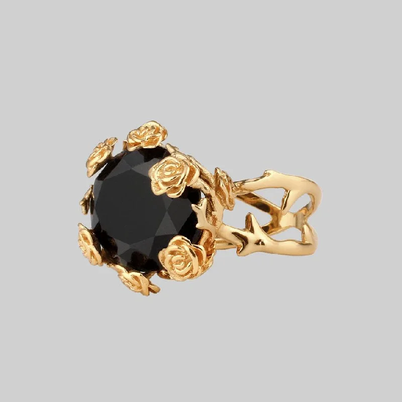 Sapphire Gemstone Rings in a Cathedral SettingUTOPIA. Gold & Onyx Roses Ring