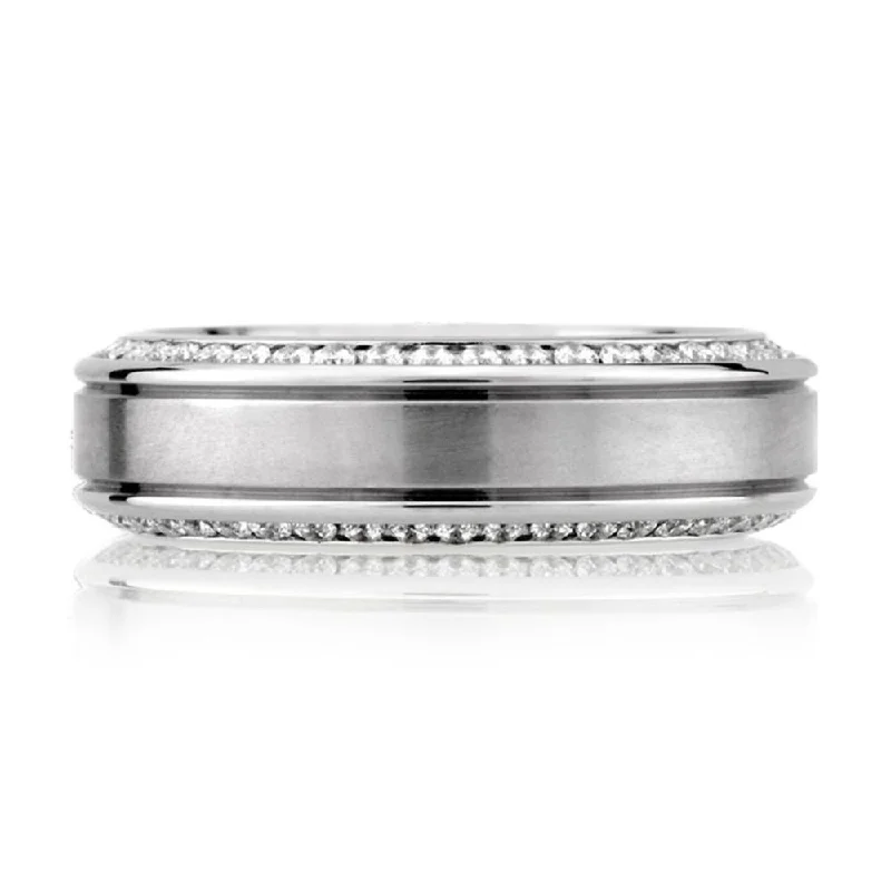 A.Jaffe Wedding Bands Modern Profile Channel Set Men's Diamond Band BB0131E-6/110