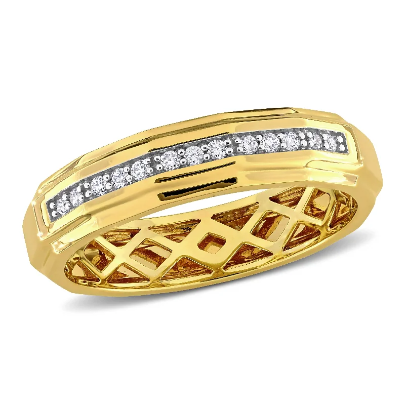 Halo - Style Diamond Rings with Smaller Accent DiamondsMiadora 1/5ct TDW Mens Channel-Set Diamond Wedding Band in 14k Yellow Gold