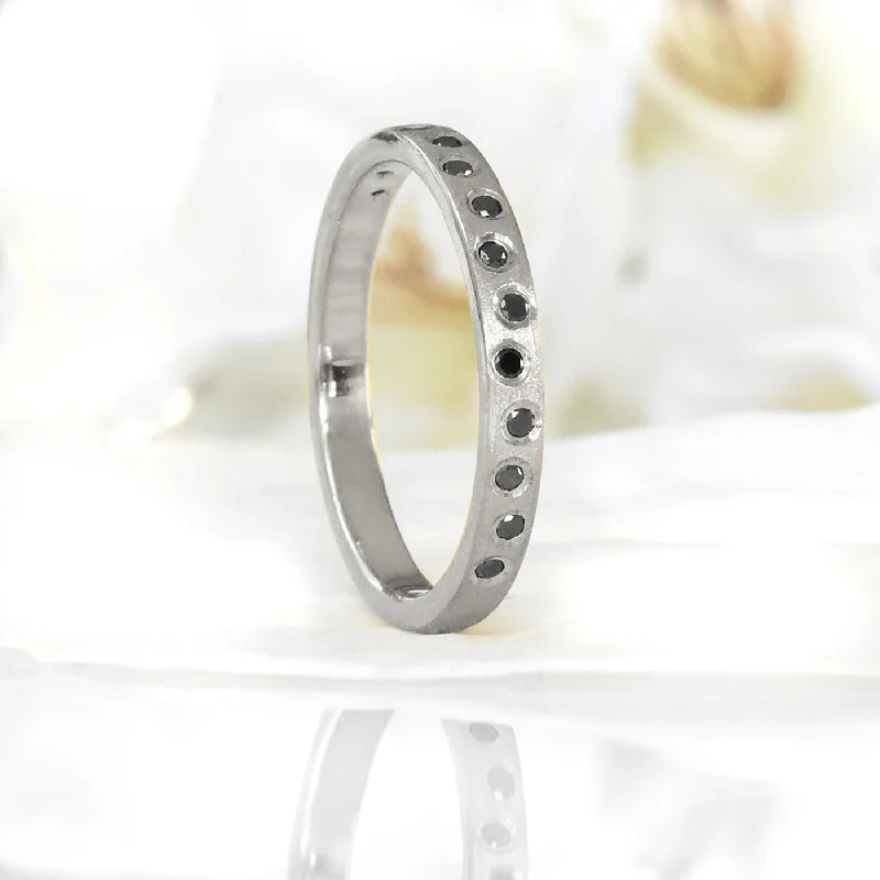 Two - Tone Wedding Bands in Gold and PlatinumPlatinum Scattered Black Diamond Wedding Ring