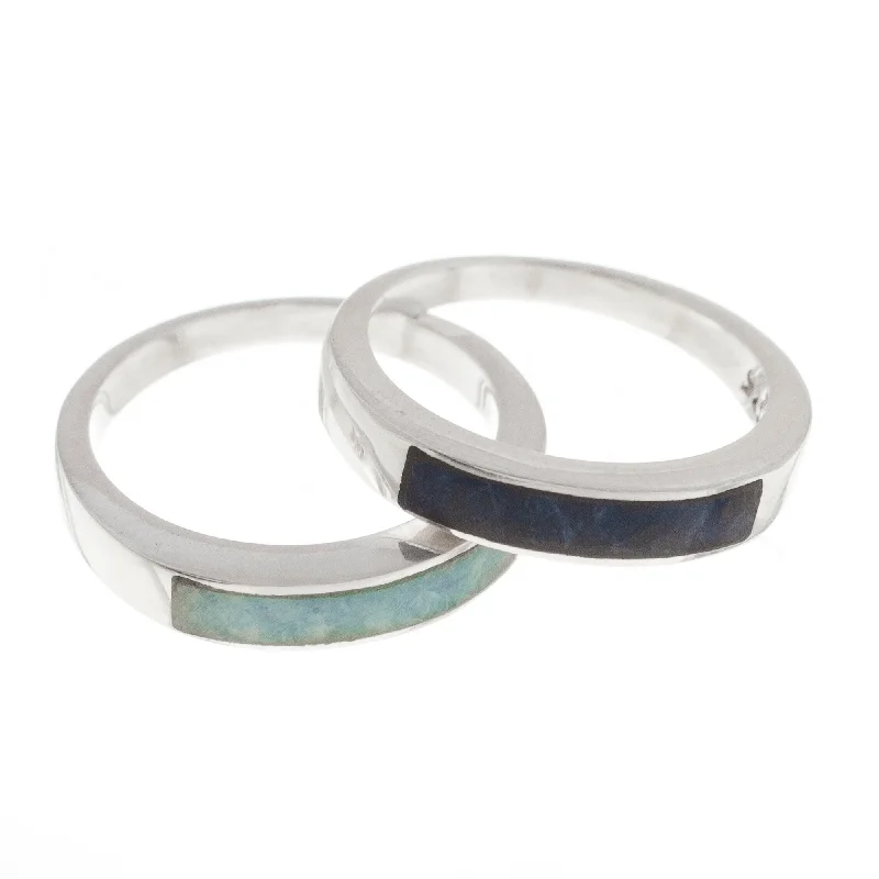 Multi - Gemstone Rings with a Rainbow of ColorsNovica Handmade Dual Enchantment Sodalite And Amazonite Band Rings (Pair)