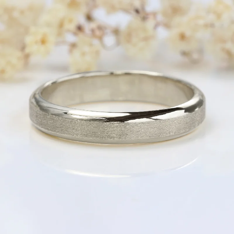 Two - Tone Wedding Bands in Gold and PlatinumWhite Gold 4mm Bevelled Edge Wedding Ring