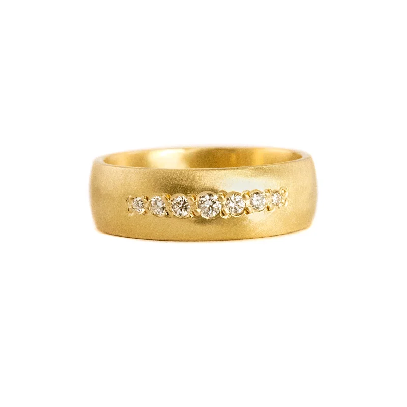 Custom - Engraved Wedding Bands with a Special MessageGraduated Pave Ring with Diamonds in 18kt Yellow Gold by Sarah Mcguire