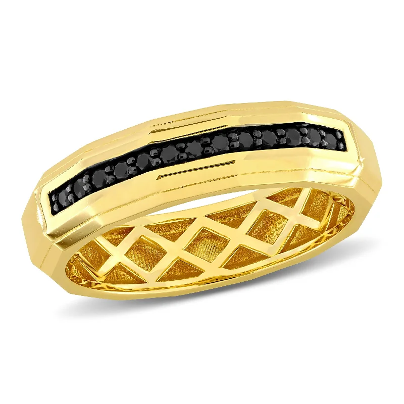 Three - Stone Diamond Rings with Princess - Cut DiamondsMiadora 1/5ct TDW Black Diamond Lattice Mens Ring 14k Yellow Gold