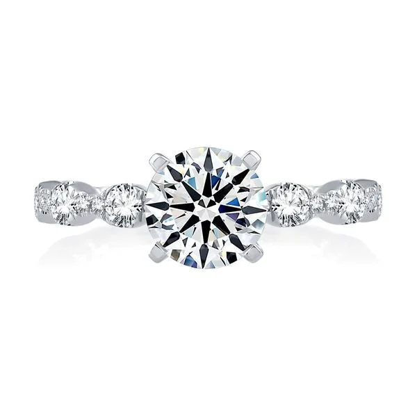 A.Jaffe Engagement Rings Four Prong Diamond Engagement Ring with Scalloped Band ME2303Q/220