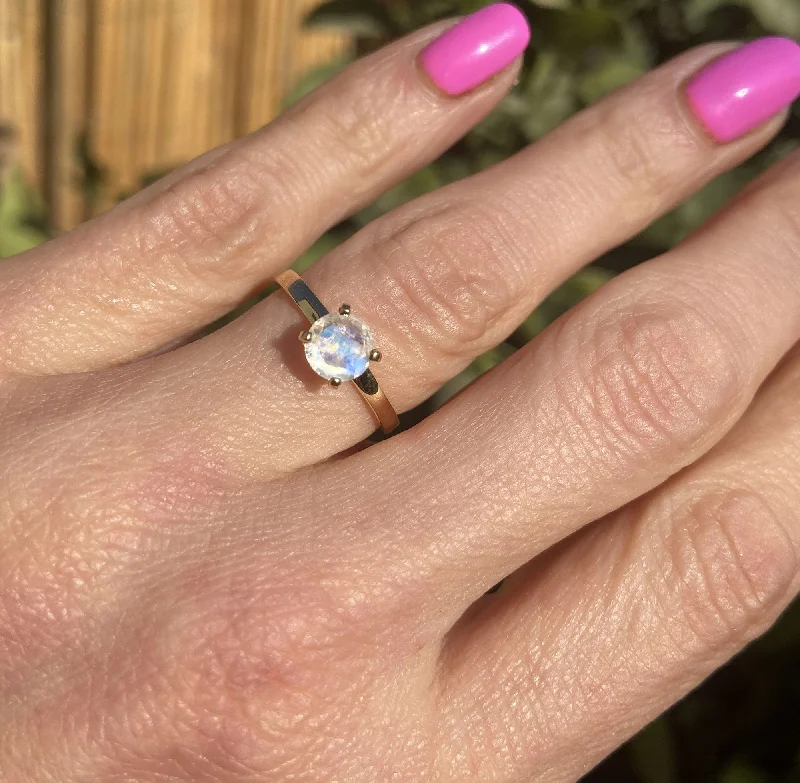 Ruby Gemstone Rings with Diamond AccentsRainbow Moonstone Ring - Genuine Gemstone - Simple Ring - Gold Ring - Solitaire Ring - June Birthstone - Stack Ring