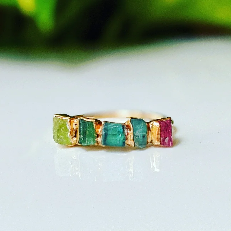 Ruby Gemstone Rings with Diamond AccentsRaw Tourmaline Eternity ring