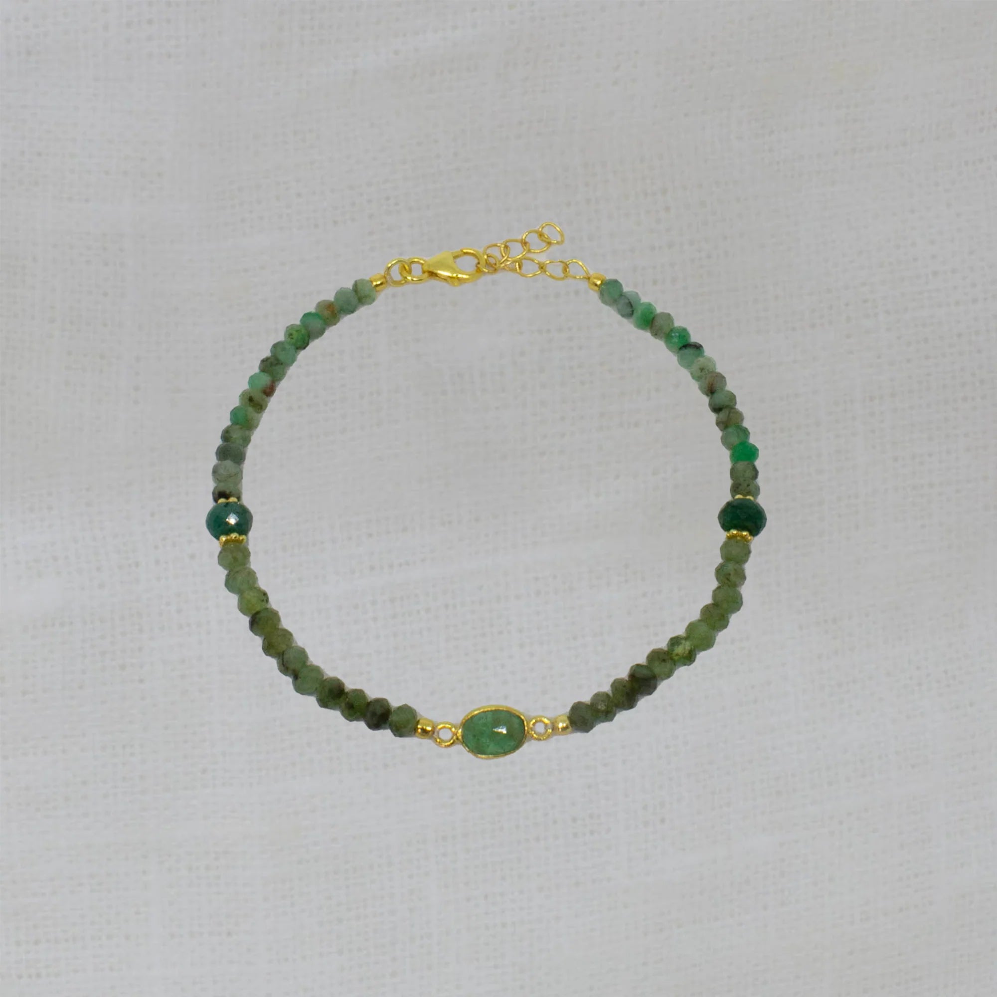 Adjustable Leather Bangles for a Bohemian StyleGold and Emerald Beaded Bracelet