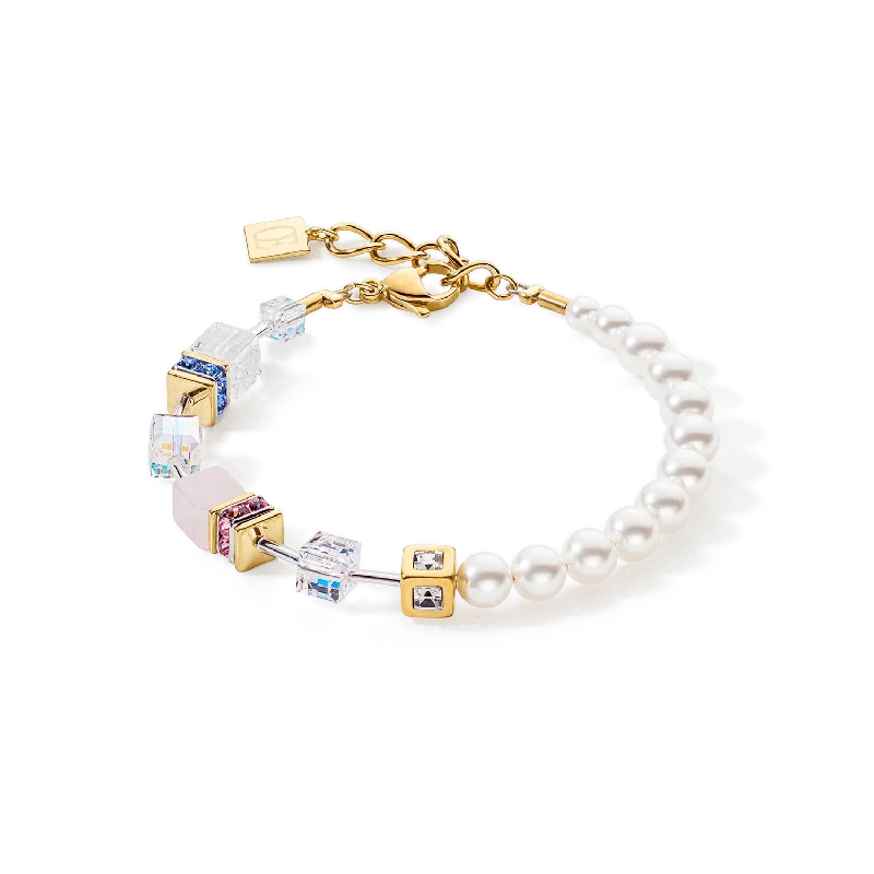 Bangle Bracelets with Birthstone AccentsCoeur De Lion Pastel GeoCUBE® and Precious Pearls Fusion Bracelet