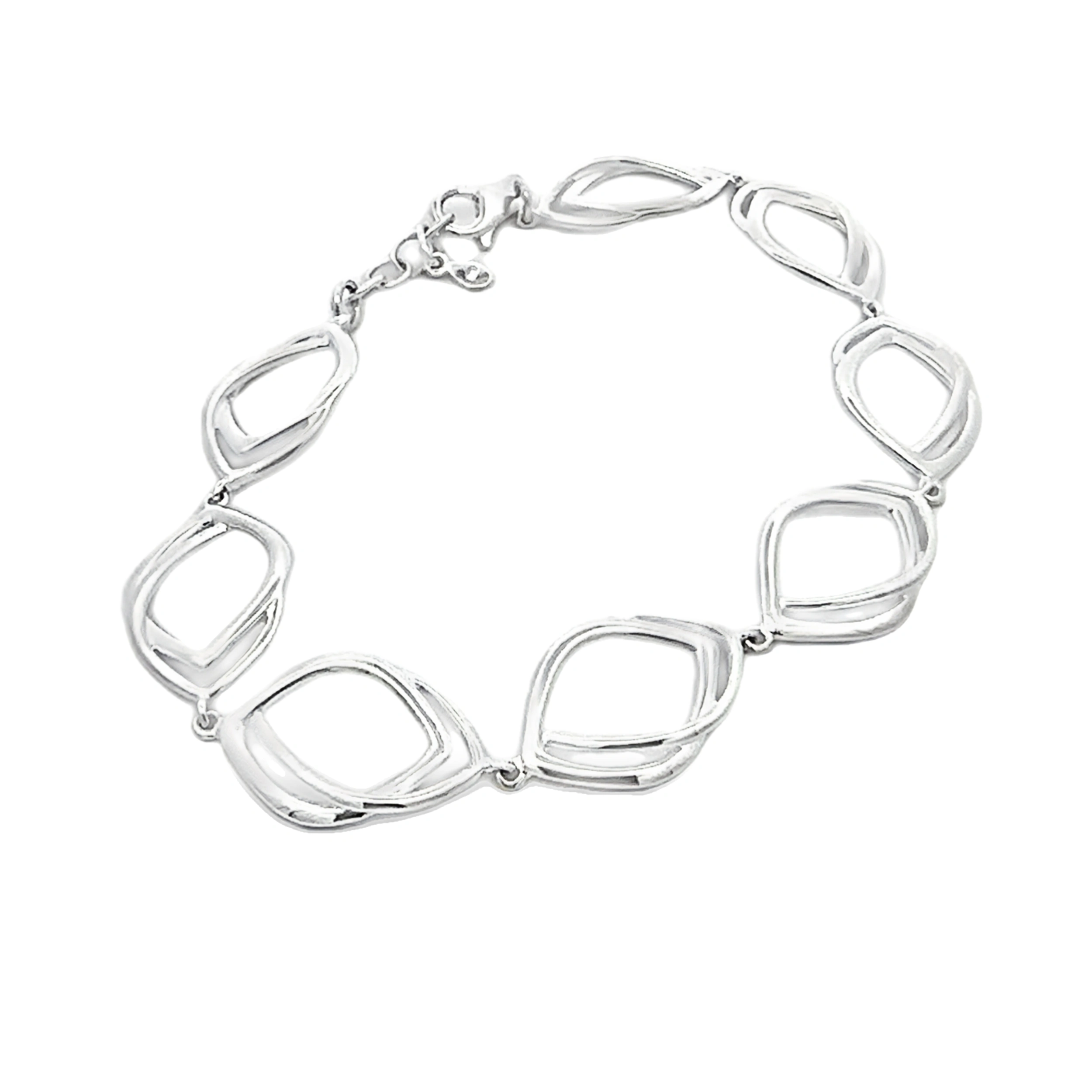 Adjustable Leather Bangles for a Bohemian StyleSterling Silver Entangled Lozenge Bracelet