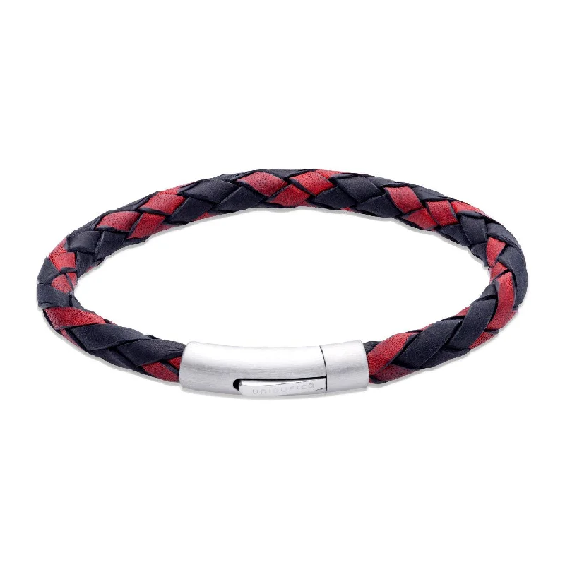 Stackable Bangle Sets for a Trendy LookUnique & Co Black Antique Black & Red Leather Bracelet with a Black Edge