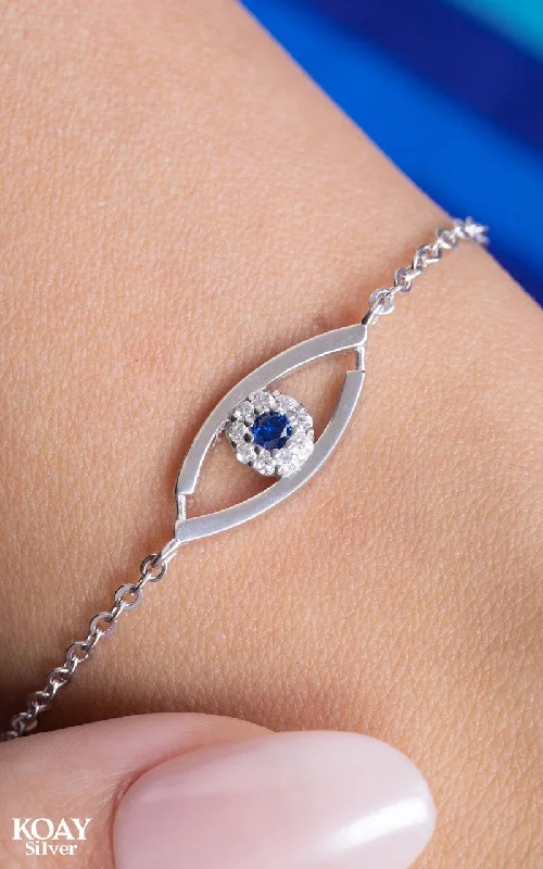 Bangle Bracelets with Birthstone AccentsBlue Eye Bracelet (02)