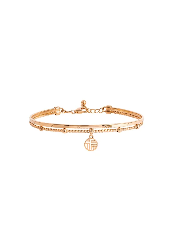 Stackable Bangle Sets for a Trendy LookTOMEI Rouge Collection Fu-Zi Bangle, Rose Gold 750