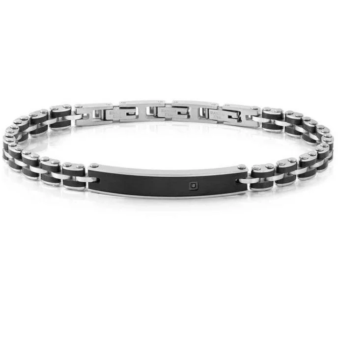 Stackable Bangle Sets for a Trendy LookNomination Stainless Steel Black PVD Diamond Bracelet