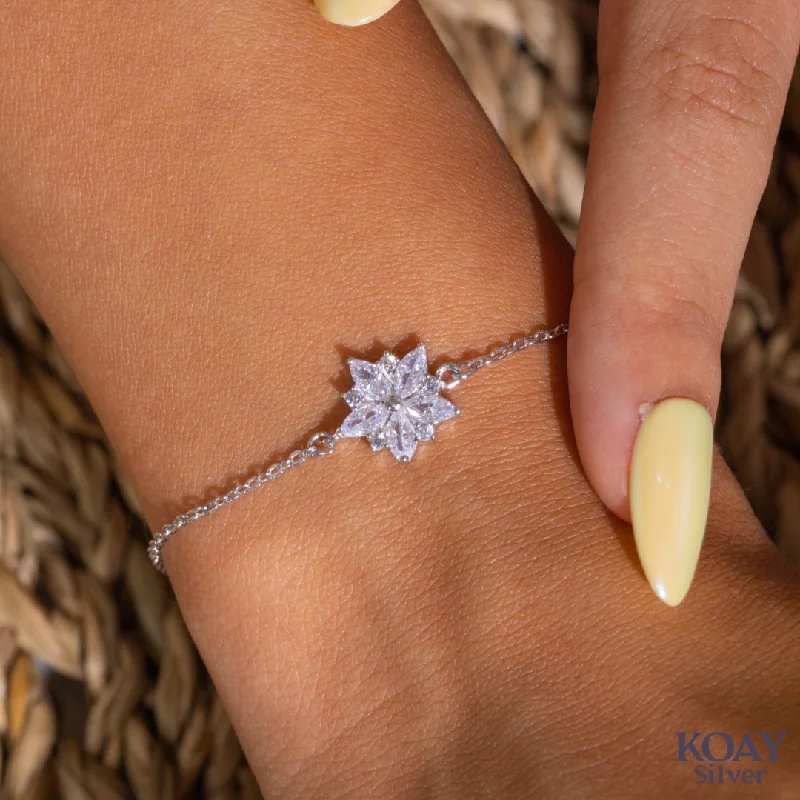 Bangle Bracelets with Birthstone AccentsFlower Zircon Bracelet